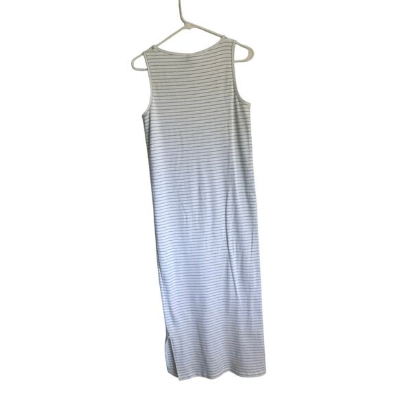 Mamalicious Maternity Ribbed Tank Jersey Midi Dress White Green Stripes Size L - Picture 5 of 7